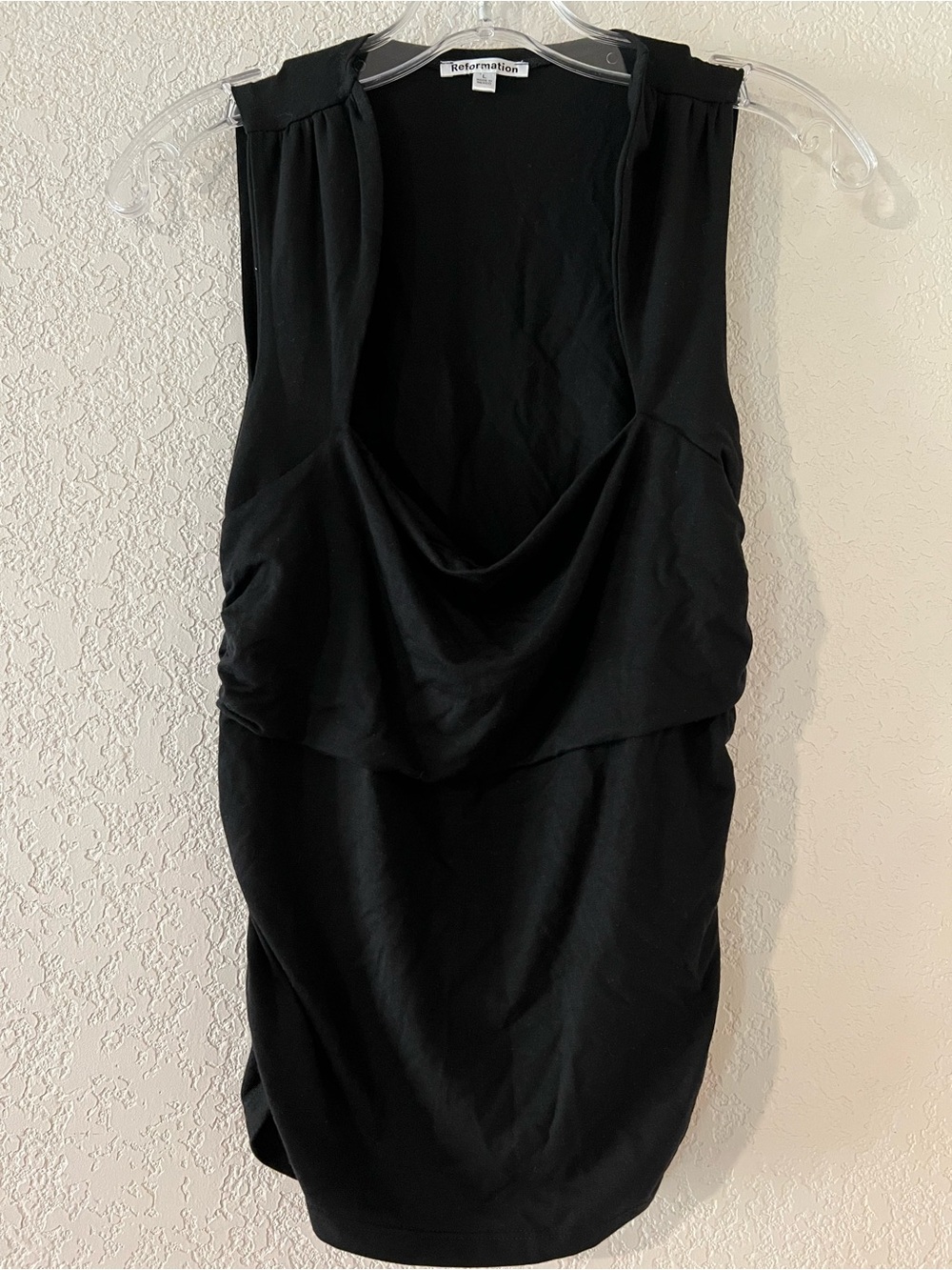 Reformation Black Draped Sleeveless Top Ruched Sides